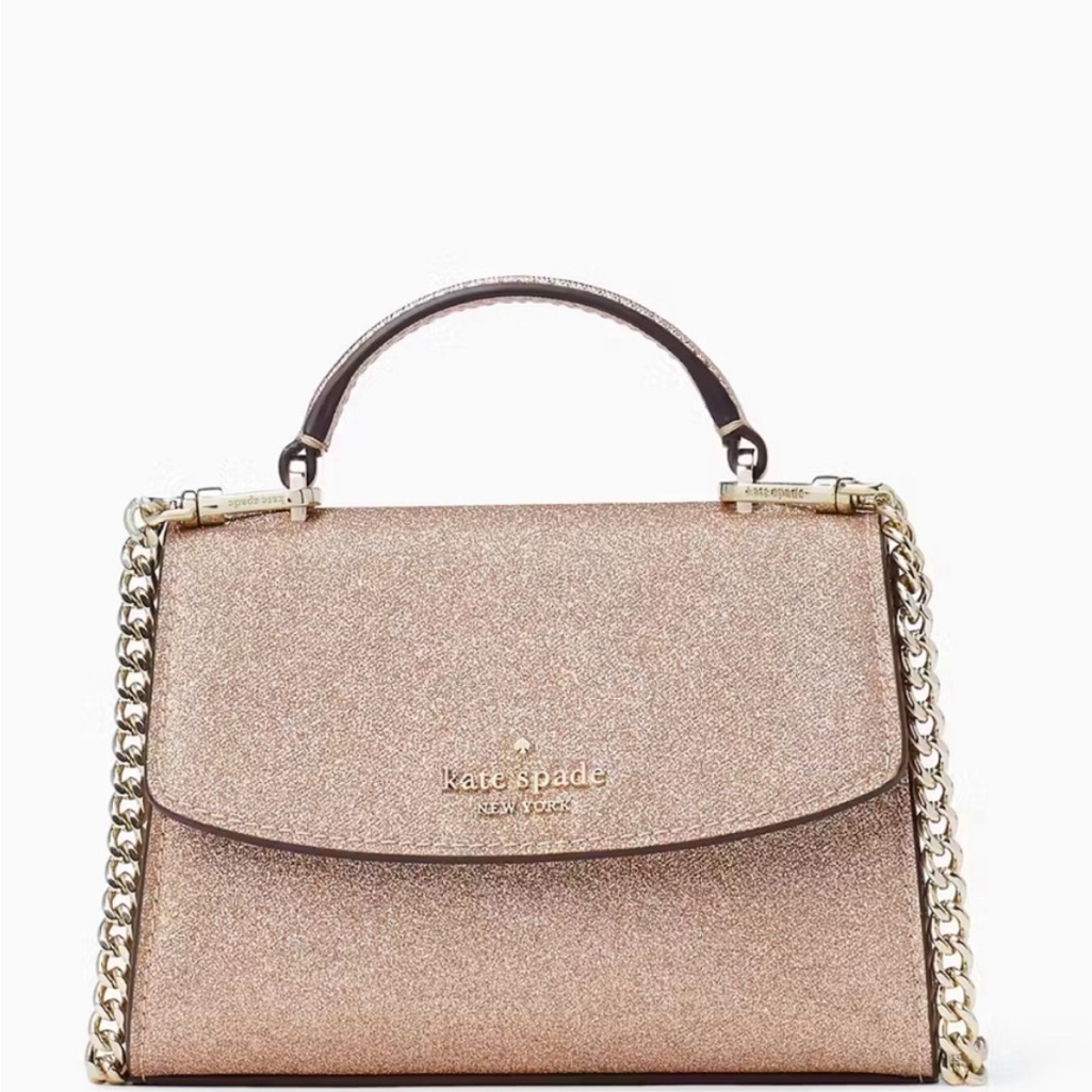 Beautiful Brand New With Tag Kate Spade Darcy Micro Satchel In Rose Gold Glitter